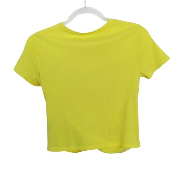 Y2k Pastel Yellow Flip Sequin Heart Crop Baby Tee Small - Picture 3 of 6